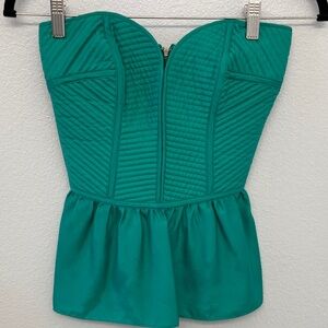 Teal Devlin Strapless Top with Back Zipper